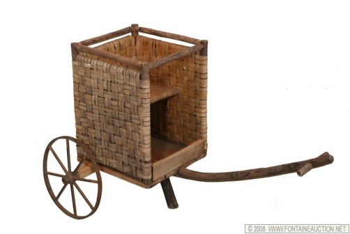 Appraisal: RARE SIGNED OLD HICKORY CHILD'S CART W x H x