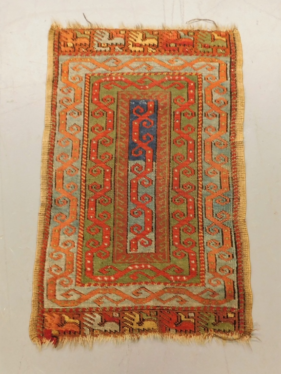 Appraisal: ANTIQUE TURKISH YASTYK RUG Caucasus Circa Red blue and green