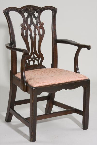 Appraisal: English Chippendale Arm Chair th c mahogany shaped and relief