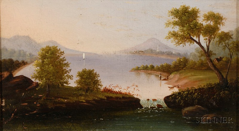 Appraisal: American School th Century Morning on the Lake Unsigned title