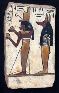 Appraisal: EGYPTIAN HAND PAINTED WOOD PLAQUE EGYPTIAN HAND PAINTED WOOD PLAQUE