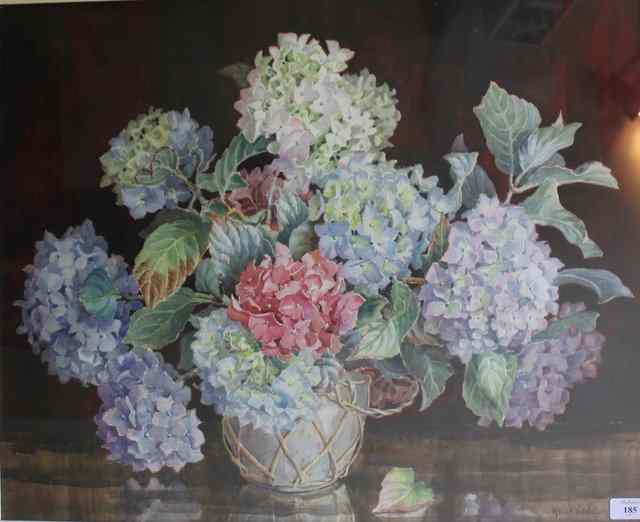 Appraisal: Helen Seddon British th Century Blue pink and Violet flowers