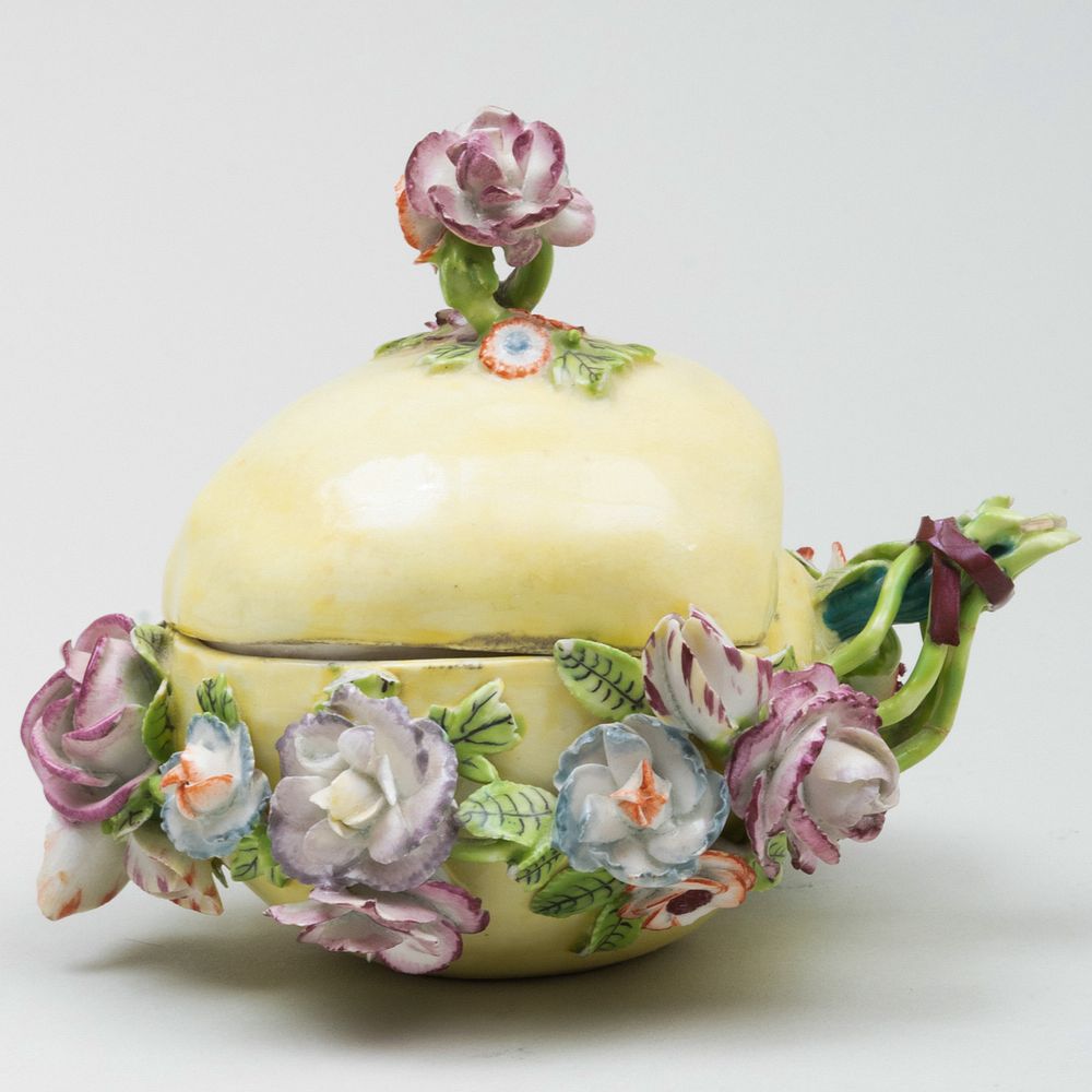 Appraisal: English Porcelain Flower Encrusted Model of a Lemon Unmarked x