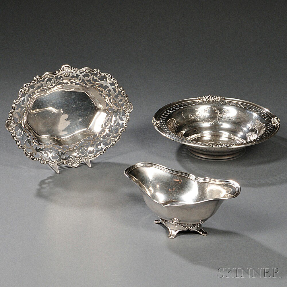 Appraisal: Three American Sterling Silver Dishes early th century a Tiffany