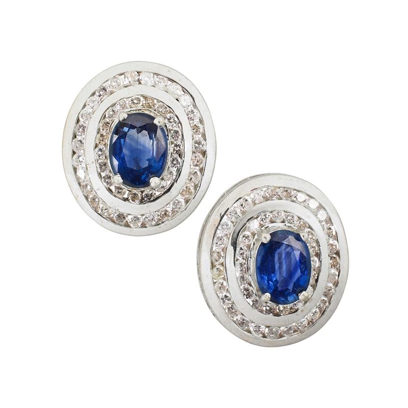 Appraisal: SAPPHIRE AND DIAMOND K WHITE GOLD EARRINGS Condition Report