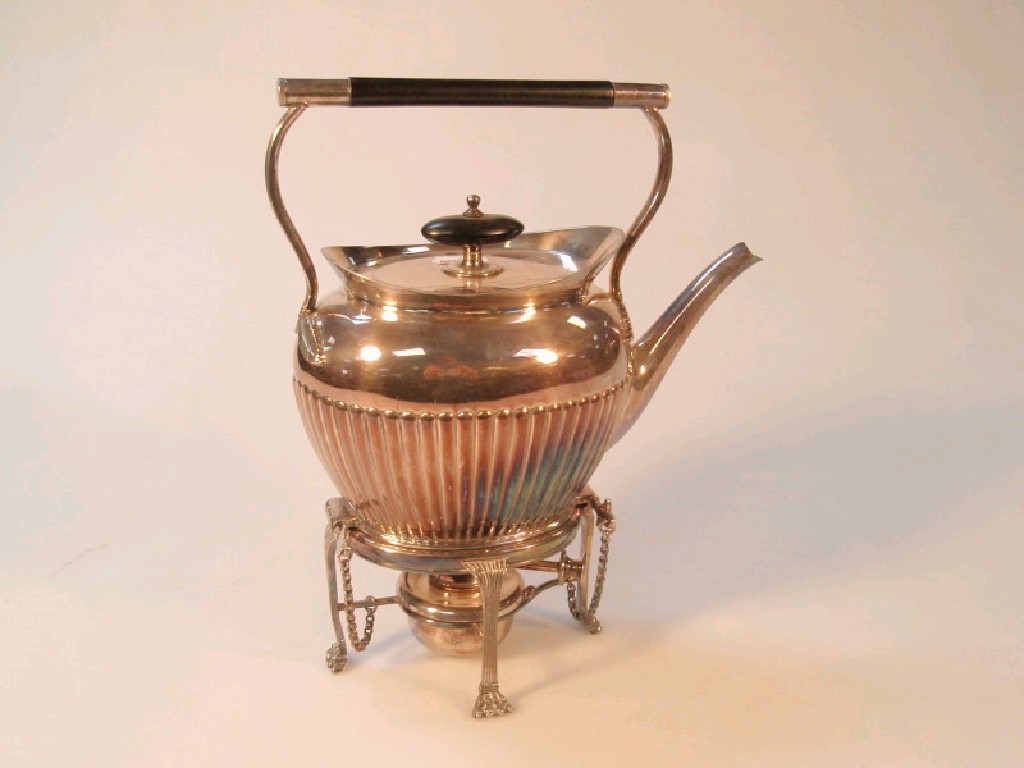 Appraisal: A Walker Hall electroplated tea kettle on stand of part