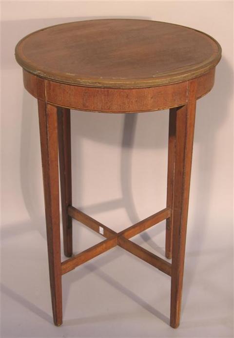 Appraisal: DIRECTORIE STYLE BRASS MAHOGANY TABLE Late th the circular top