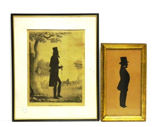 Appraisal: Silhouette of gentleman with top hat possibly Abraham Lincoln on