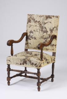 Appraisal: th c French carved walnut armchair Late th or early