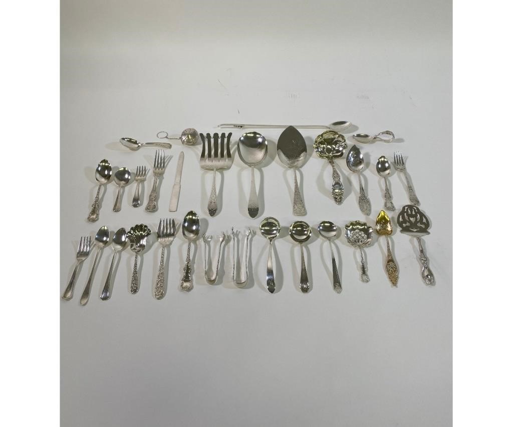 Appraisal: Sterling silver tableware various makes and patterns asparagus fork l