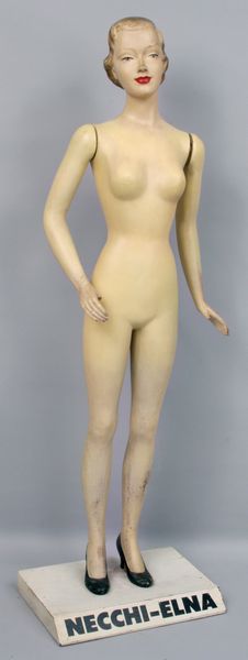 Appraisal: s Italian 'Necchi Elna' advertising mannequin wood x EST