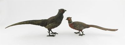 Appraisal: A cold painted bronze of a cock pheasant cm in