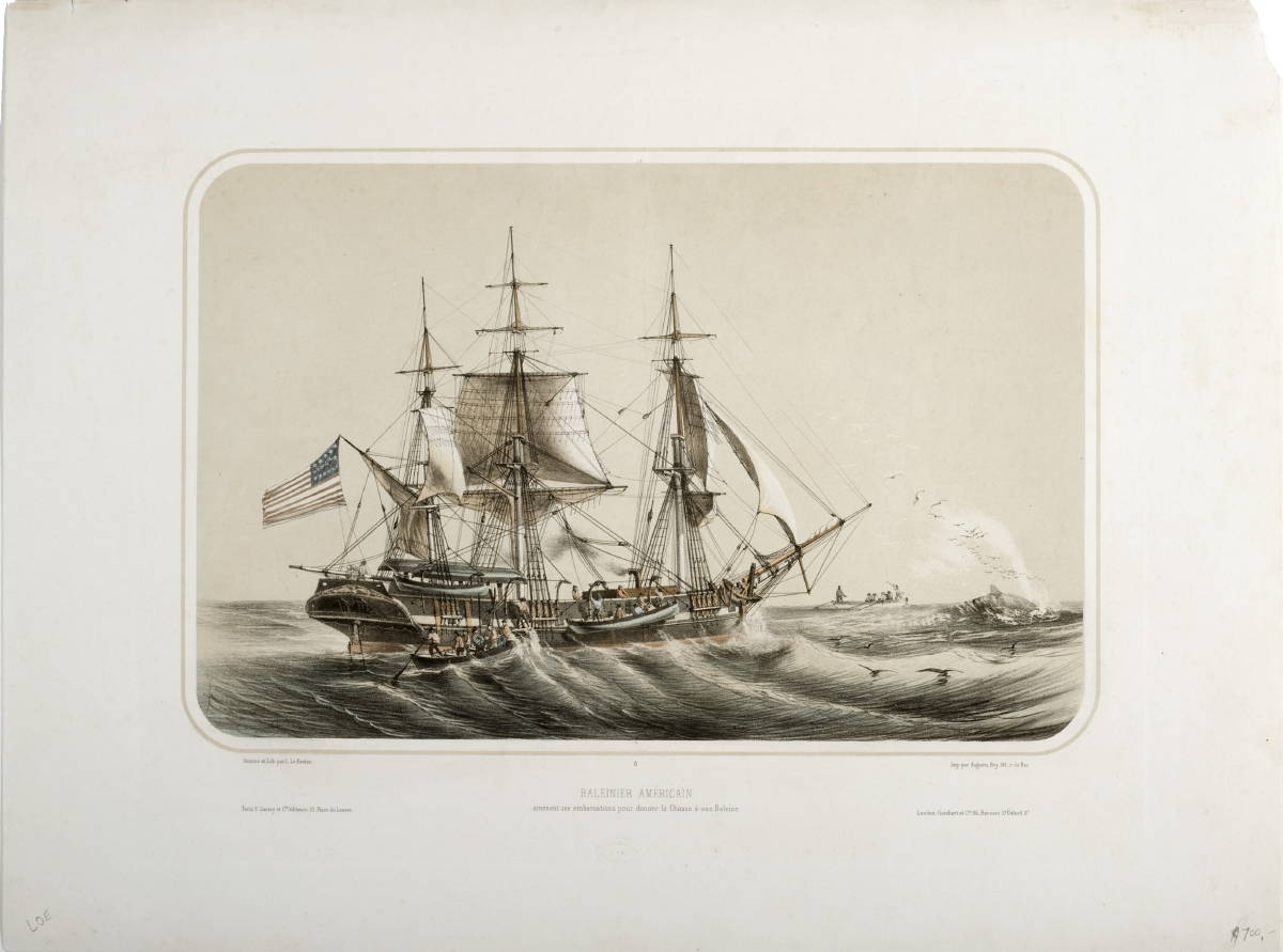 Appraisal: FRENCH LITHOGRAPH OF AN AMERICAN WHALESHIP quot BALEINIER AMERICAIN quot