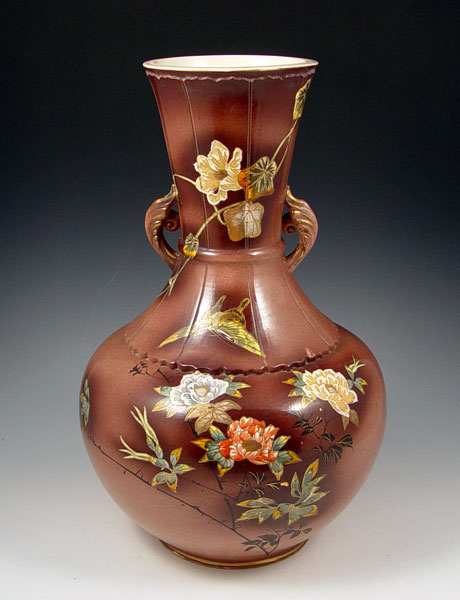 Appraisal: ORIENTAL EARTHENWARE FLORAL DECORATED VASE The heirs to the estate