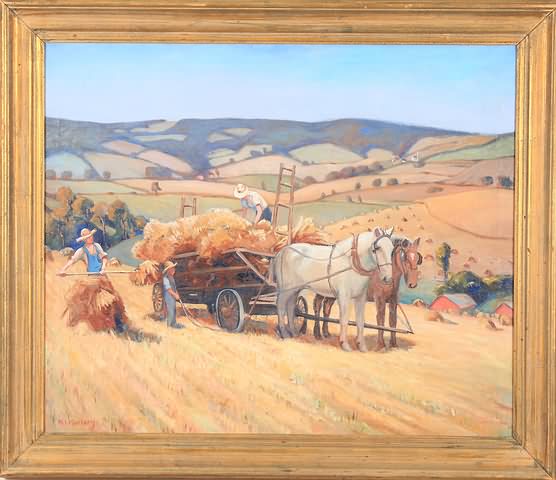 Appraisal: Clausville harvest landscape oil on canvas x SLL W I