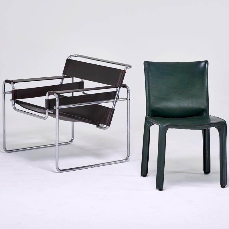 Appraisal: MARCEL BREUER GAVINA MARIO BELLINI CASSINA Wassily and Cab chairs