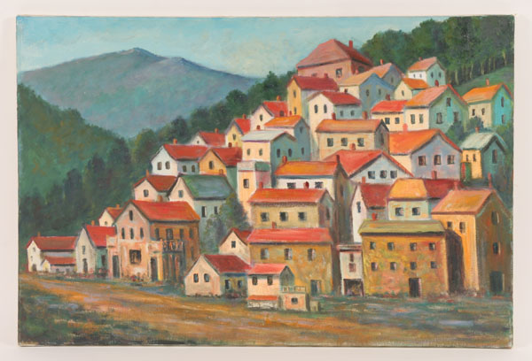 Appraisal: Charles Bowen Sims American - Portugal hillside village oil on