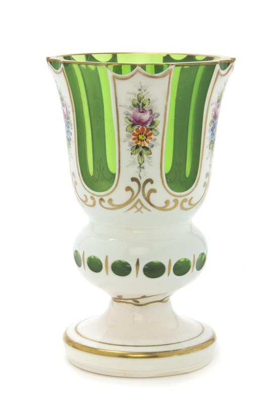 Appraisal: Sale Lot A Continental Cased Glass Vase in white cut