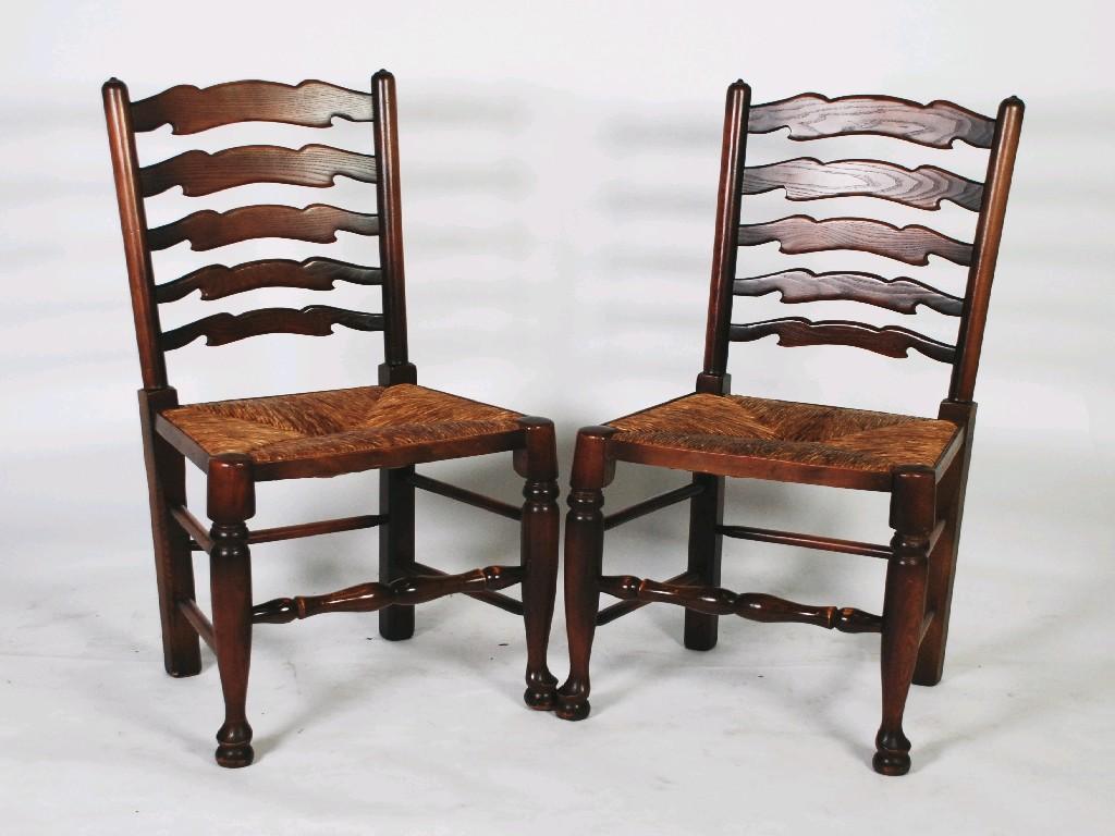 Appraisal: SET OF SIX MODERN ELM LADDER BACK SINGLE DINING CHAIRS