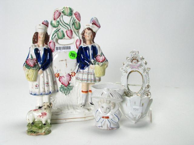 Appraisal: Group of Staffordshire including a figural grouping inch depicting Scottish