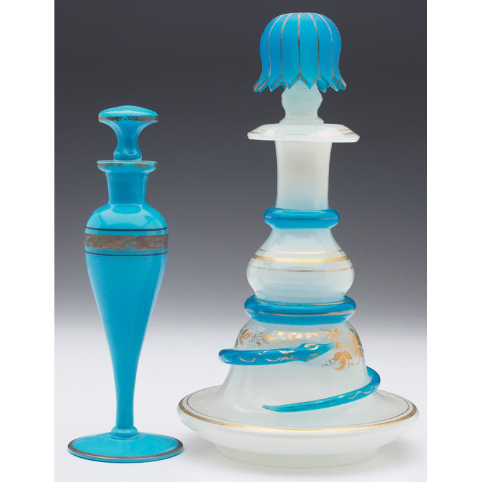 Appraisal: Steuben perfume bottle with stopper tapered form in opaque blue