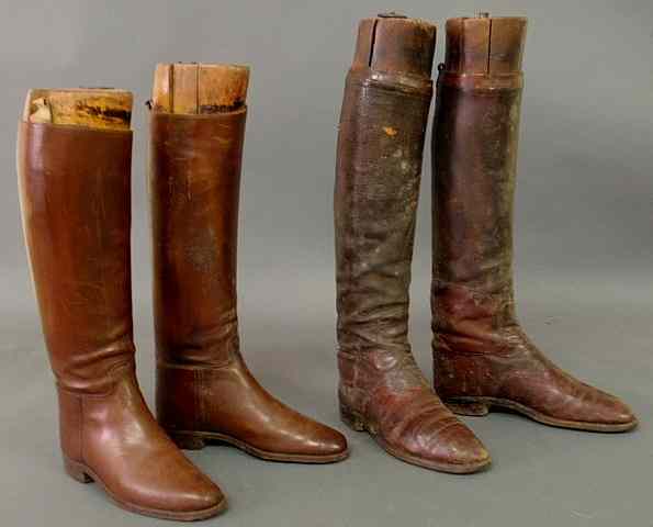 Appraisal: Two early th c pairs of women's English riding boots