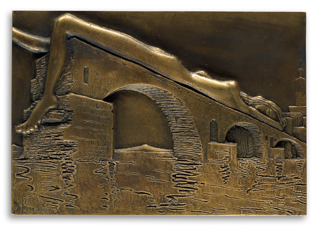 Appraisal: MAN RAY Le Pont bris Bronze relief multiple with gold