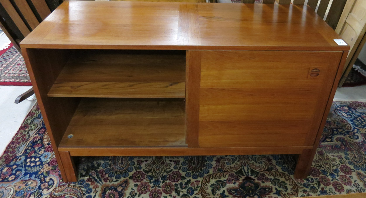 Appraisal: DANISH MODERN TEAKWOOD SIDE CABINET the left half having an