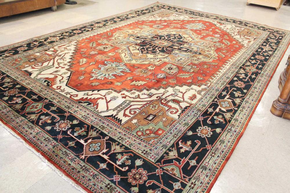 Appraisal: HAND KNOTTED ORIENTAL GRAND ROOM CARPET Persian Serapi or Heriz