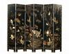 Appraisal: FOLDING SCREEN - Six panel double-sided Oriental folding screen black