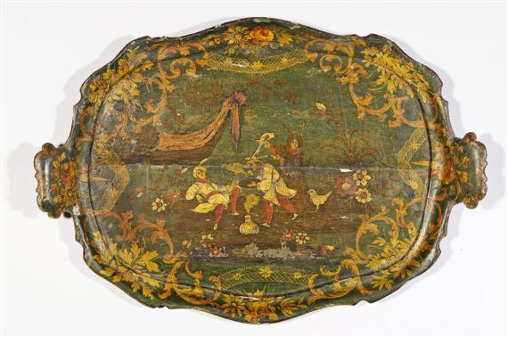 Appraisal: A PAINTED TRAY Rococo Venice th th c Painted wood