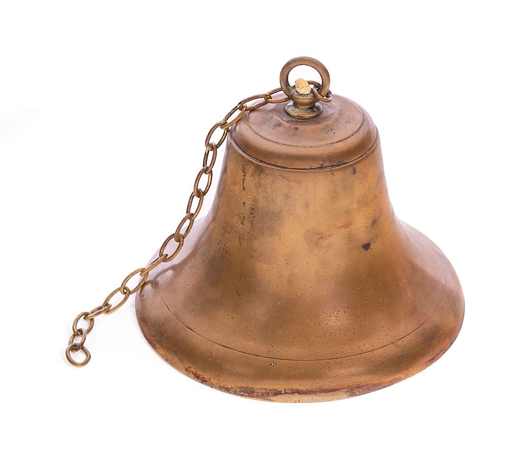 Appraisal: Early Cast Brass Hanging Bell Excellent condition with no damage