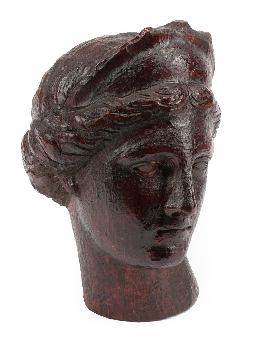 Appraisal: Italian Neoclassical-Style Carved Wood Head of a Woman after the