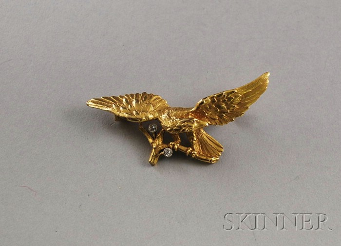 Appraisal: kt Gold and Diamond Eagle Brooch wd in total dwt