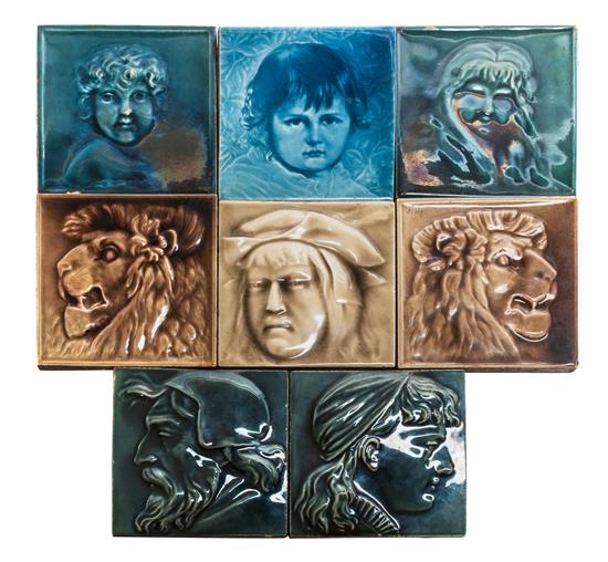 Appraisal: Sale Lot A Collection of Eight Pottery Tiles comprising a