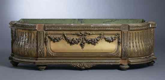 Appraisal: LOUIS XVI STYLE CARVED GILT-WOOD LARGE-SIZE PLANTER BOX Bombe front