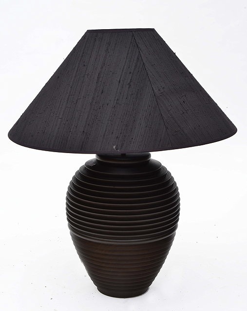 Appraisal: A TURNED WOODEN TABLE LAMP of inverted baluster form with