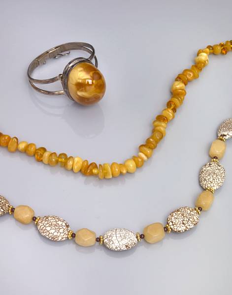 Appraisal: Amber Nugget Necklace and Bracelet Baltic Coast A single strand