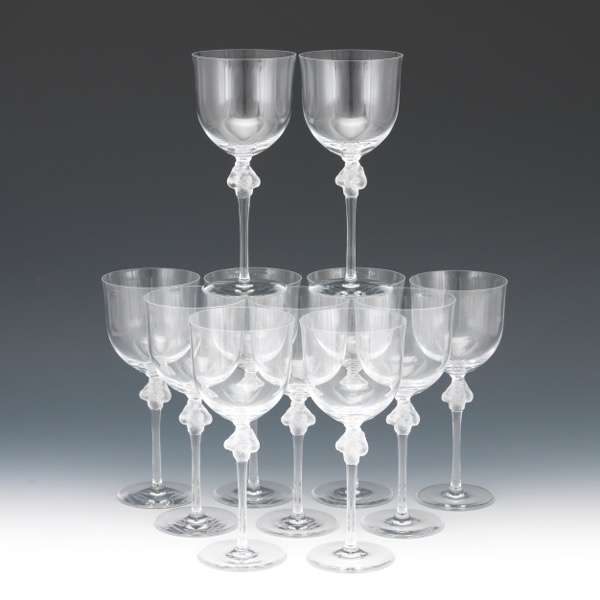 Appraisal: ELEVEN LALIQUE ROXANE CRYSTAL STEMWARE x Roxane Pattern marked Lalique