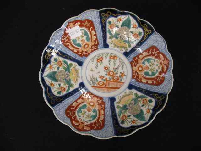 Appraisal: Japanese Imari Porcelain Charger scalloped panels of flowers '' diameter