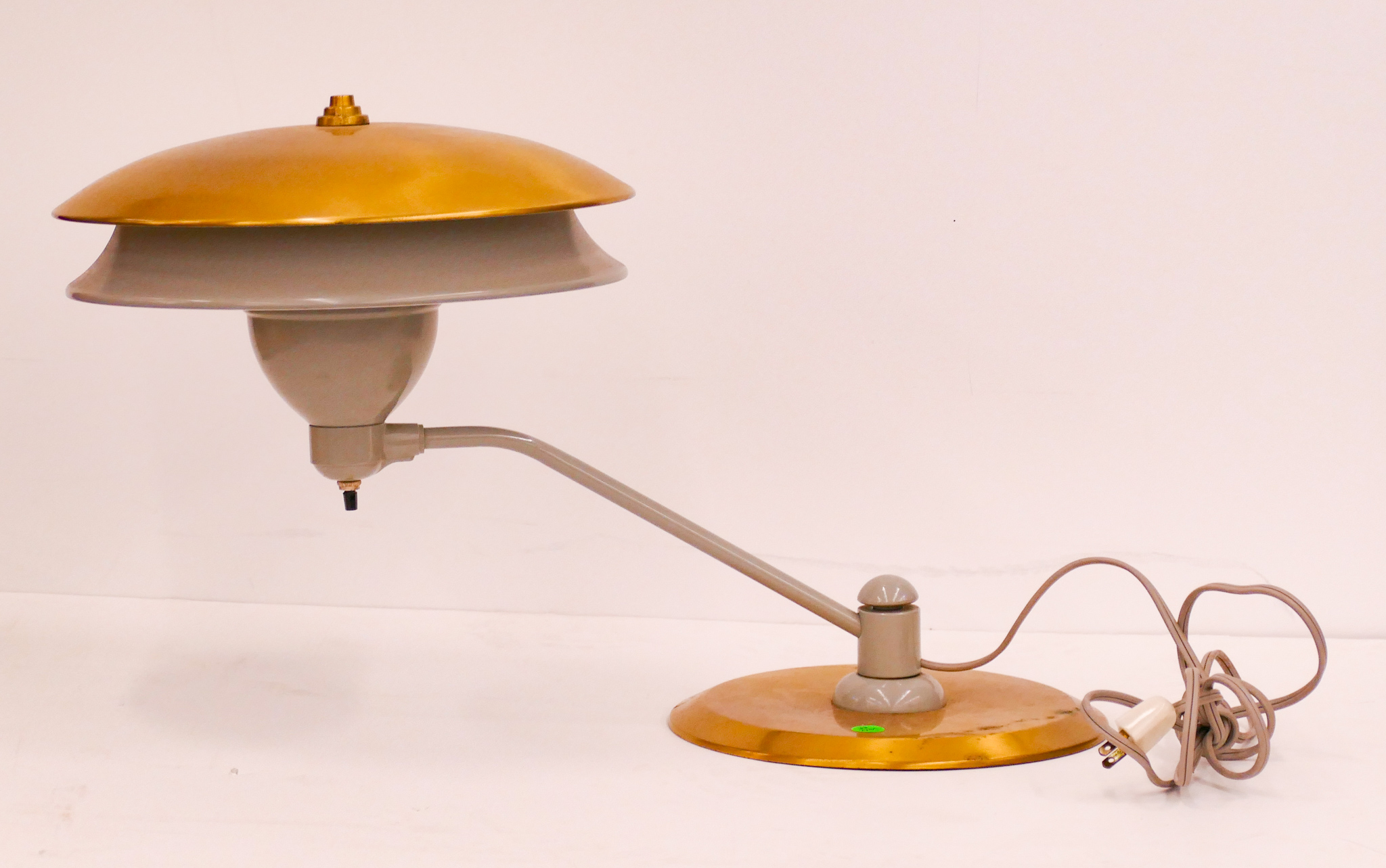 Appraisal: Midcentury Brass Steel Desk Lamp- x ''