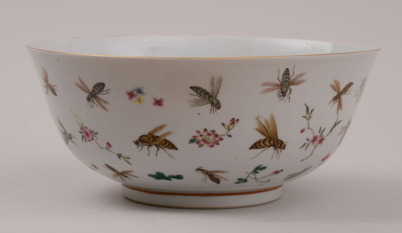 Appraisal: FAMILLE ROSE PORCELAIN FOOTED PUNCH BOWL With six-character underglaze blue