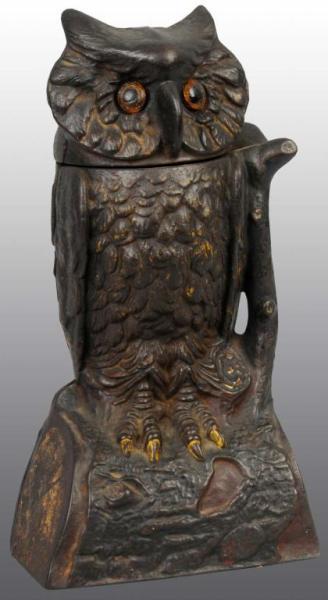 Appraisal: Cast Iron Owl Turns Head Mechanical Bank Description Manufactured by