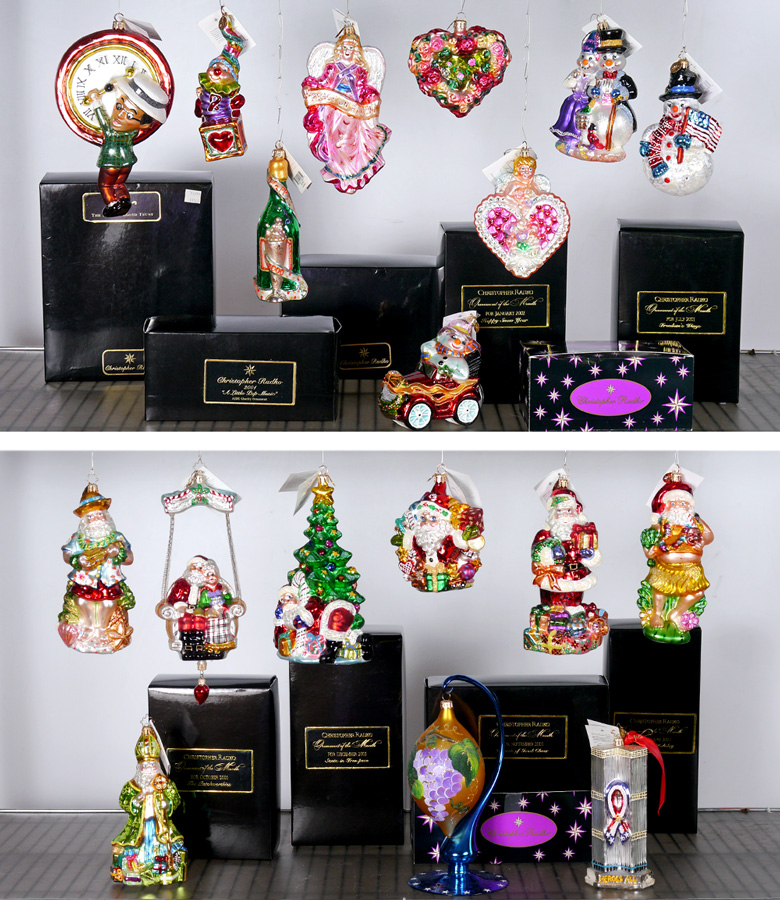 Appraisal: ESTATE COLLECTION OF CHRISTOPHER RADKO ORNAMENTS ornaments and one blown