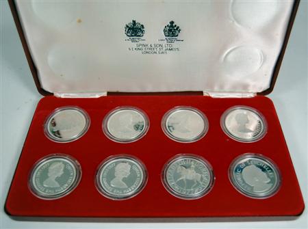 Appraisal: A cased set of silver proof crown sized pieces comprising