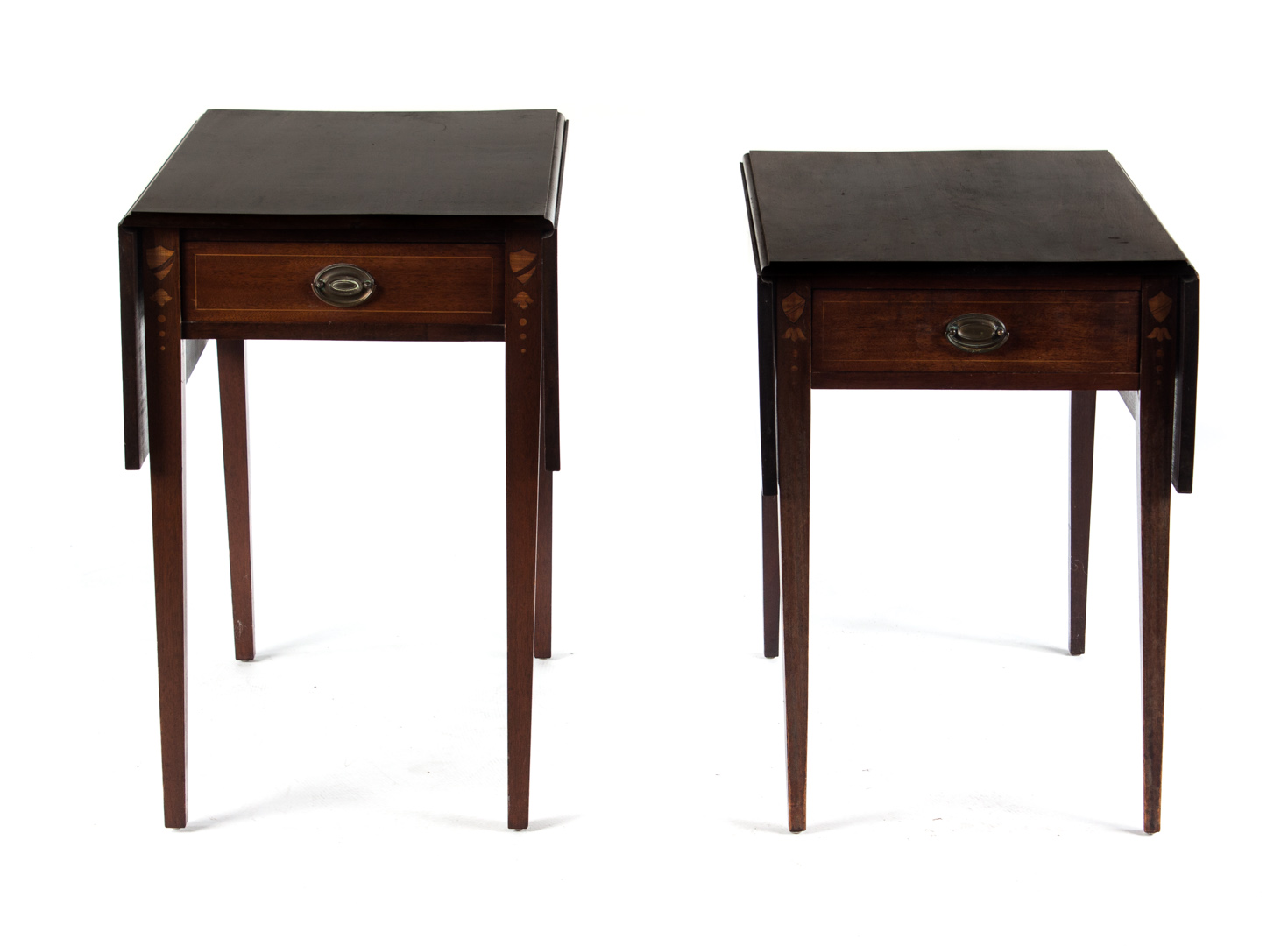 Appraisal: Pair of Federal style Pembroke tables with stringer shield and