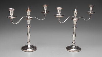 Appraisal: Pair Old Sheffield plate candelabra each with two arms round