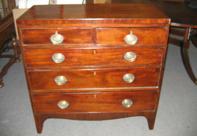 Appraisal: ENGLISH REGENCY MAHOGANY CHEST OF DRAWERS Rectangular top over two