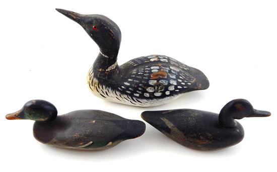 Appraisal: DECOYS Three floating duck decoys Mason Factory Mallard drake decoy