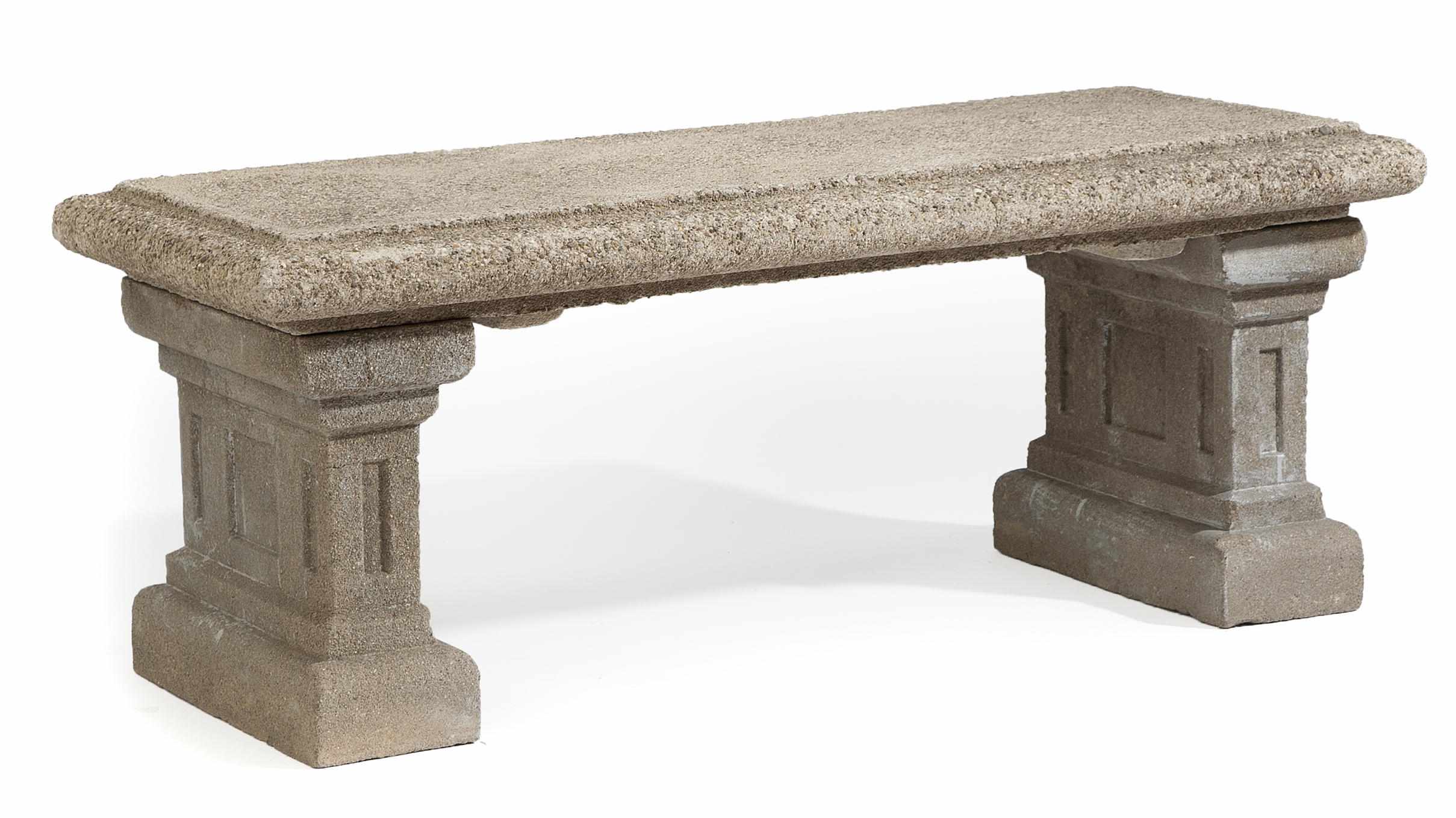 Appraisal: A stone garden bench in the Neoclassical taste height in